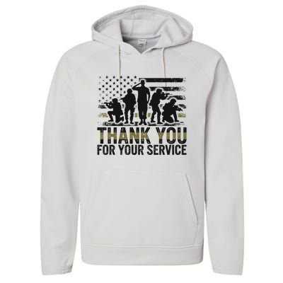 Veteran Thank You For Your Service Veterans Day Appreciation Meaningful Gift Performance Fleece Hoodie