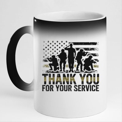 Veteran Thank You For Your Service Veterans Day Appreciation Meaningful Gift 11oz Black Color Changing Mug