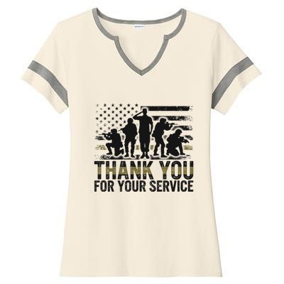 Veteran Thank You For Your Service Veterans Day Appreciation Meaningful Gift Ladies Halftime Notch Neck Tee