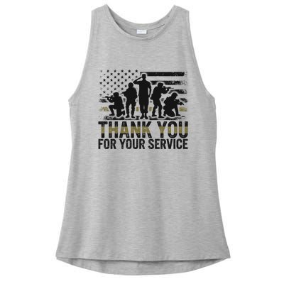 Veteran Thank You For Your Service Veterans Day Appreciation Meaningful Gift Ladies PosiCharge Tri-Blend Wicking Tank