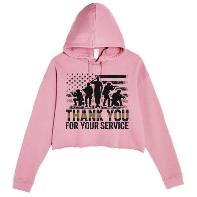 Veteran Thank You For Your Service Veterans Day Appreciation Meaningful Gift Crop Fleece Hoodie