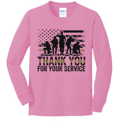 Veteran Thank You For Your Service Veterans Day Appreciation Meaningful Gift Kids Long Sleeve Shirt