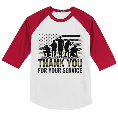 Veteran Thank You For Your Service Veterans Day Appreciation Meaningful Gift Kids Colorblock Raglan Jersey