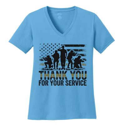 Veteran Thank You For Your Service Veterans Day Appreciation Meaningful Gift Women's V-Neck T-Shirt