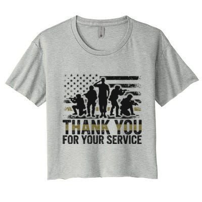 Veteran Thank You For Your Service Veterans Day Appreciation Meaningful Gift Women's Crop Top Tee