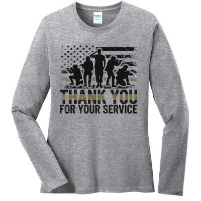 Veteran Thank You For Your Service Veterans Day Appreciation Meaningful Gift Ladies Long Sleeve Shirt