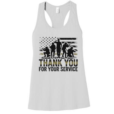 Veteran Thank You For Your Service Veterans Day Appreciation Meaningful Gift Women's Racerback Tank