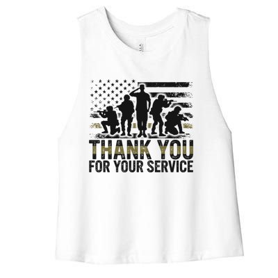 Veteran Thank You For Your Service Veterans Day Appreciation Meaningful Gift Women's Racerback Cropped Tank