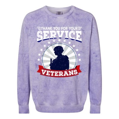 Vintage Thank You For Your Service Veterans Gift Colorblast Crewneck Sweatshirt