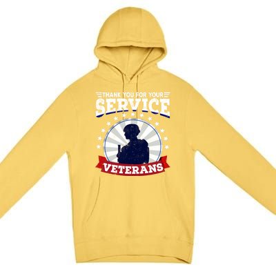 Vintage Thank You For Your Service Veterans Gift Premium Pullover Hoodie