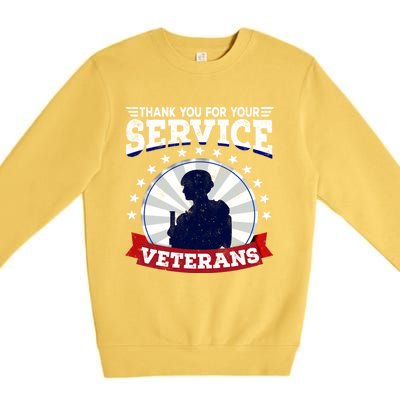 Vintage Thank You For Your Service Veterans Gift Premium Crewneck Sweatshirt