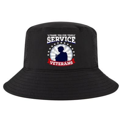 Vintage Thank You For Your Service Veterans Gift Cool Comfort Performance Bucket Hat