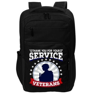 Vintage Thank You For Your Service Veterans Gift Impact Tech Backpack