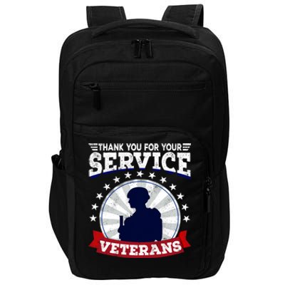 Vintage Thank You For Your Service Veterans Gift Impact Tech Backpack