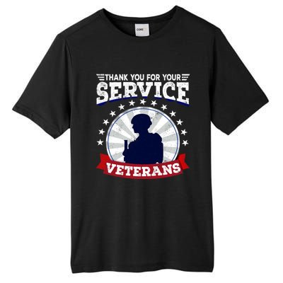 Vintage Thank You For Your Service Veterans Gift Tall Fusion ChromaSoft Performance T-Shirt