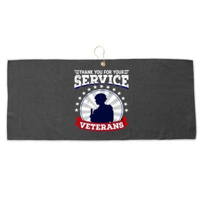 Vintage Thank You For Your Service Veterans Gift Large Microfiber Waffle Golf Towel