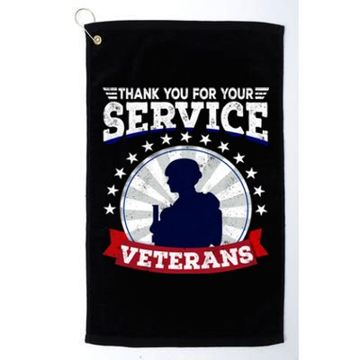 Vintage Thank You For Your Service Veterans Gift Platinum Collection Golf Towel