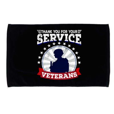 Vintage Thank You For Your Service Veterans Gift Microfiber Hand Towel