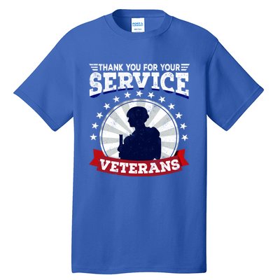 Vintage Thank You For Your Service Veterans Gift Tall T-Shirt