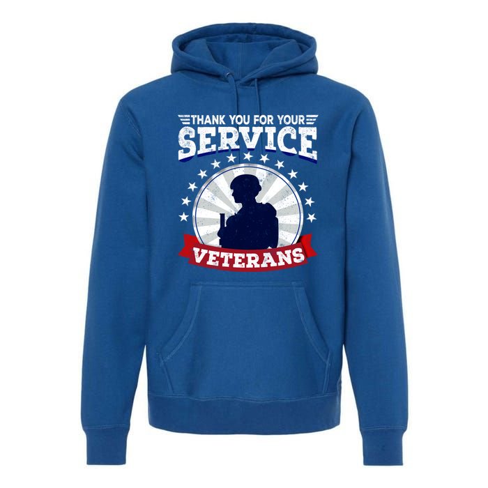 Vintage Thank You For Your Service Veterans Gift Premium Hoodie