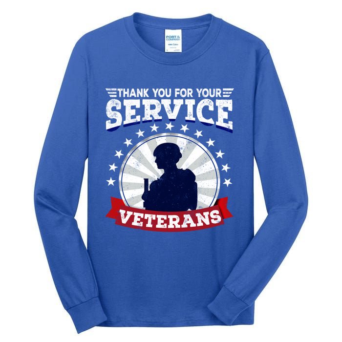 Vintage Thank You For Your Service Veterans Gift Tall Long Sleeve T-Shirt