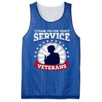 Vintage Thank You For Your Service Veterans Gift Mesh Reversible Basketball Jersey Tank