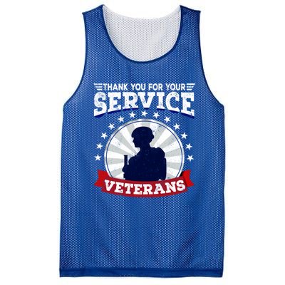 Vintage Thank You For Your Service Veterans Gift Mesh Reversible Basketball Jersey Tank