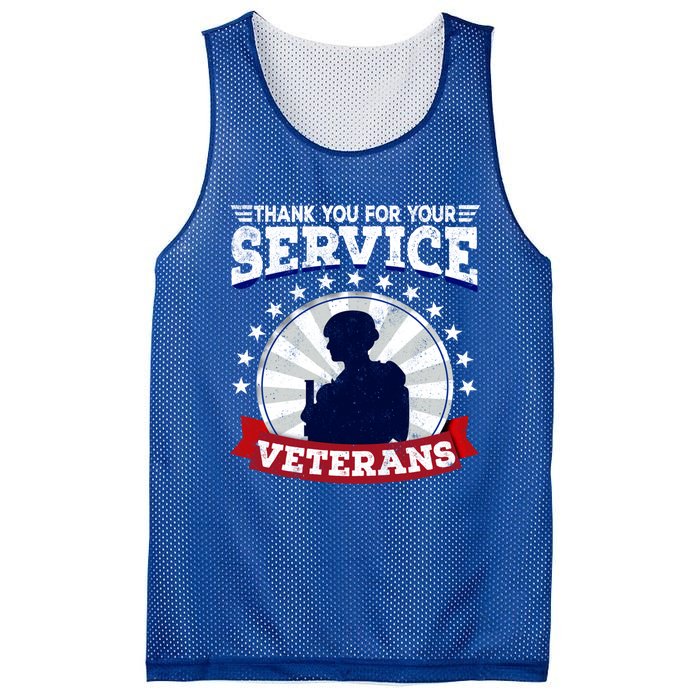 Vintage Thank You For Your Service Veterans Gift Mesh Reversible Basketball Jersey Tank