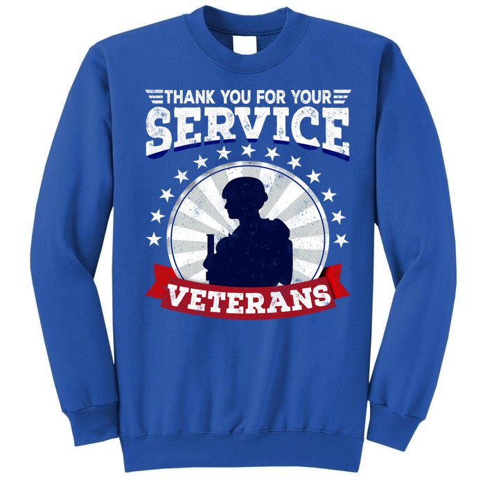 Vintage Thank You For Your Service Veterans Gift Tall Sweatshirt