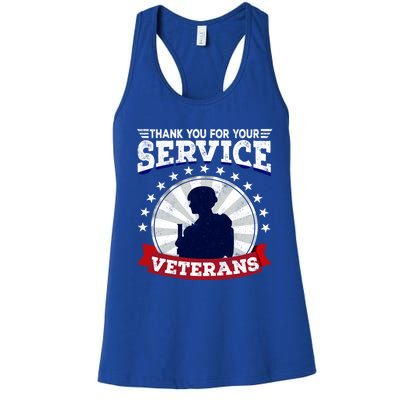 Vintage Thank You For Your Service Veterans Gift Women's Racerback Tank