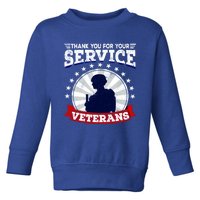 Vintage Thank You For Your Service Veterans Gift Toddler Sweatshirt