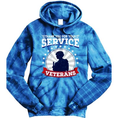 Vintage Thank You For Your Service Veterans Gift Tie Dye Hoodie