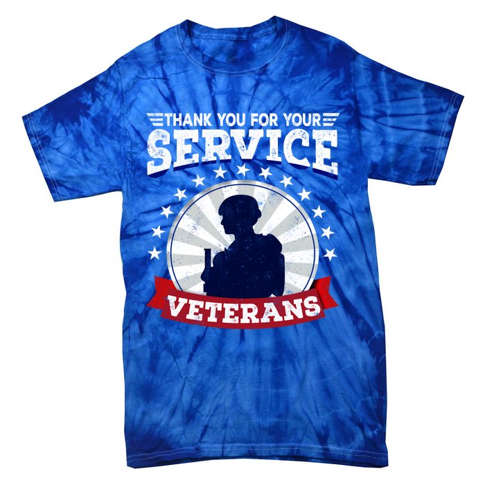 Vintage Thank You For Your Service Veterans Gift Tie-Dye T-Shirt