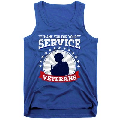 Vintage Thank You For Your Service Veterans Gift Tank Top