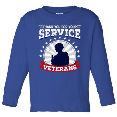 Vintage Thank You For Your Service Veterans Gift Toddler Long Sleeve Shirt