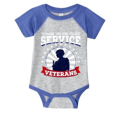 Vintage Thank You For Your Service Veterans Gift Infant Baby Jersey Bodysuit