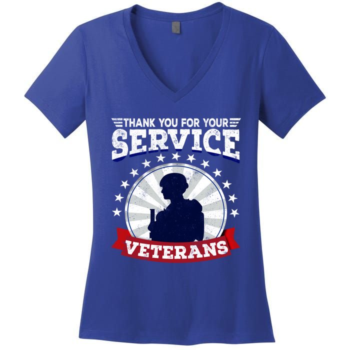 Vintage Thank You For Your Service Veterans Gift Women's V-Neck T-Shirt