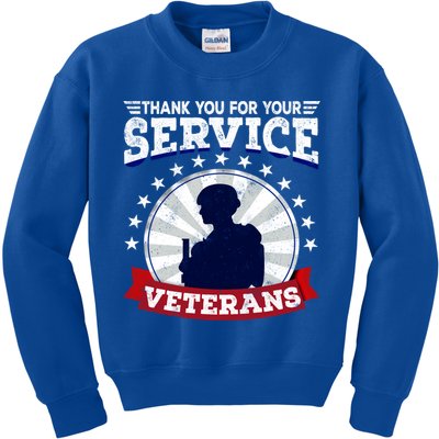 Vintage Thank You For Your Service Veterans Gift Kids Sweatshirt