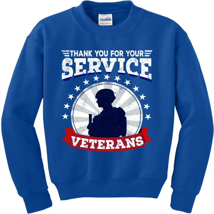 Vintage Thank You For Your Service Veterans Gift Kids Sweatshirt