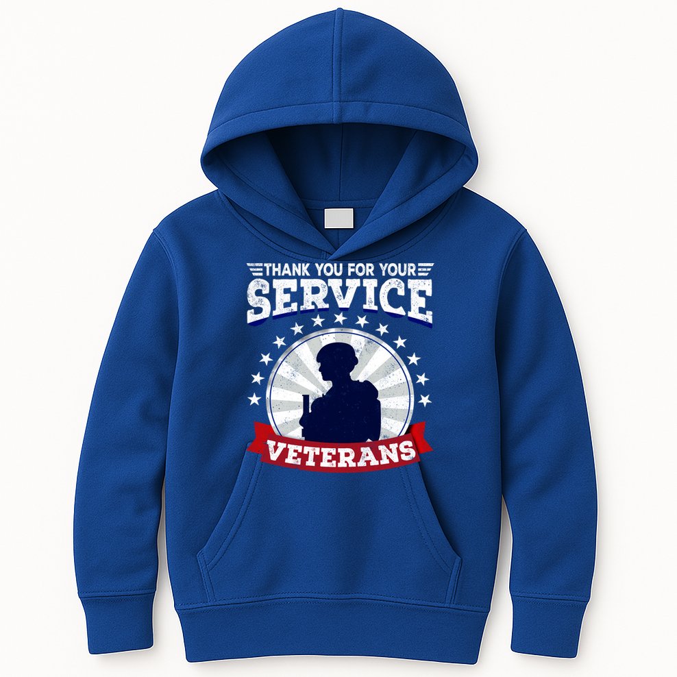 Vintage Thank You For Your Service Veterans Gift Kids Hoodie