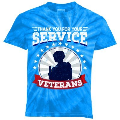 Vintage Thank You For Your Service Veterans Gift Kids Tie-Dye T-Shirt