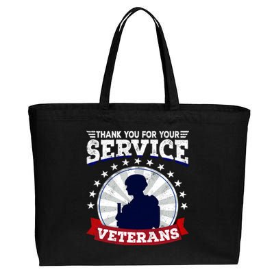 Vintage Thank You For Your Service Veterans Gift Cotton Canvas Jumbo Tote