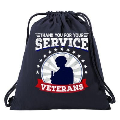 Vintage Thank You For Your Service Veterans Gift Drawstring Bag