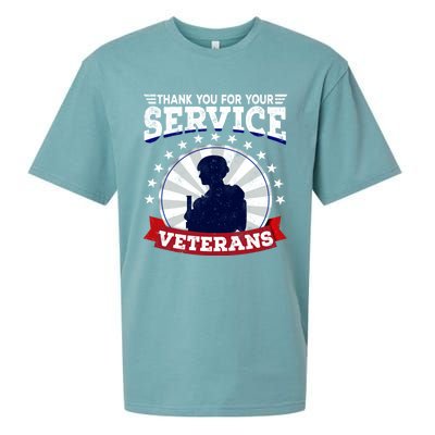 Vintage Thank You For Your Service Veterans Gift Sueded Cloud Jersey T-Shirt