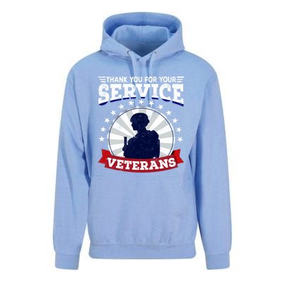 Vintage Thank You For Your Service Veterans Gift Unisex Surf Hoodie