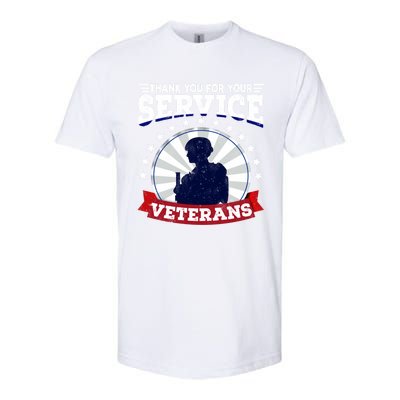 Vintage Thank You For Your Service Veterans Gift Softstyle CVC T-Shirt