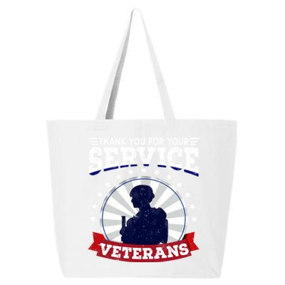 Vintage Thank You For Your Service Veterans Gift 25L Jumbo Tote