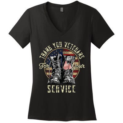 vintage Thank you Veterans For Your Service Women's V-Neck T-Shirt