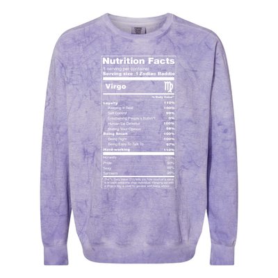 Virgo Tee Zodiac Sign Nutrition Facts Gift Colorblast Crewneck Sweatshirt