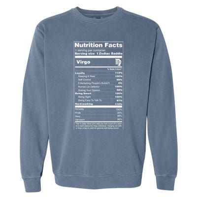 Virgo Tee Zodiac Sign Nutrition Facts Gift Garment-Dyed Sweatshirt